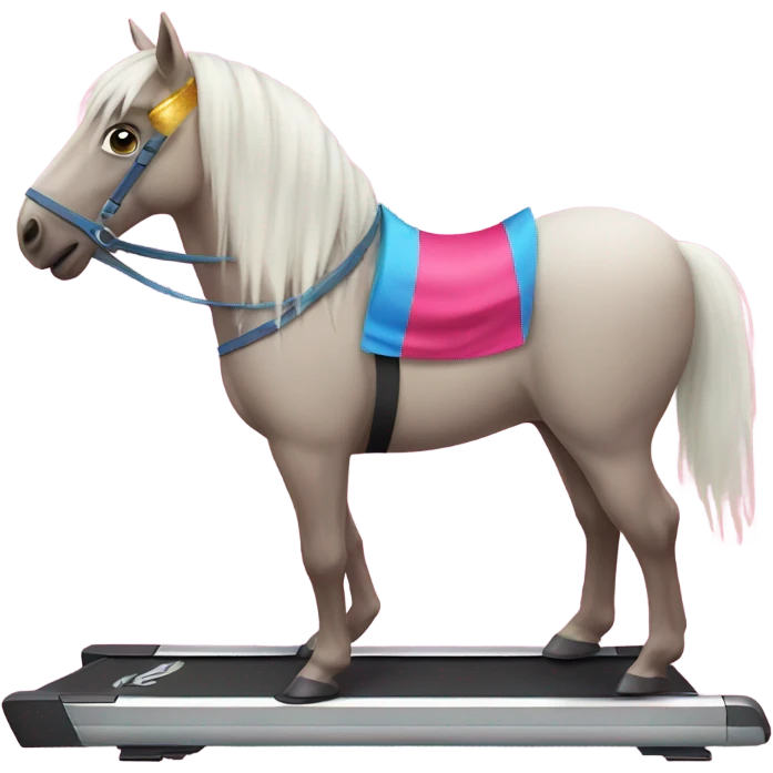Horse wearing party hat on a treadmill emoji
