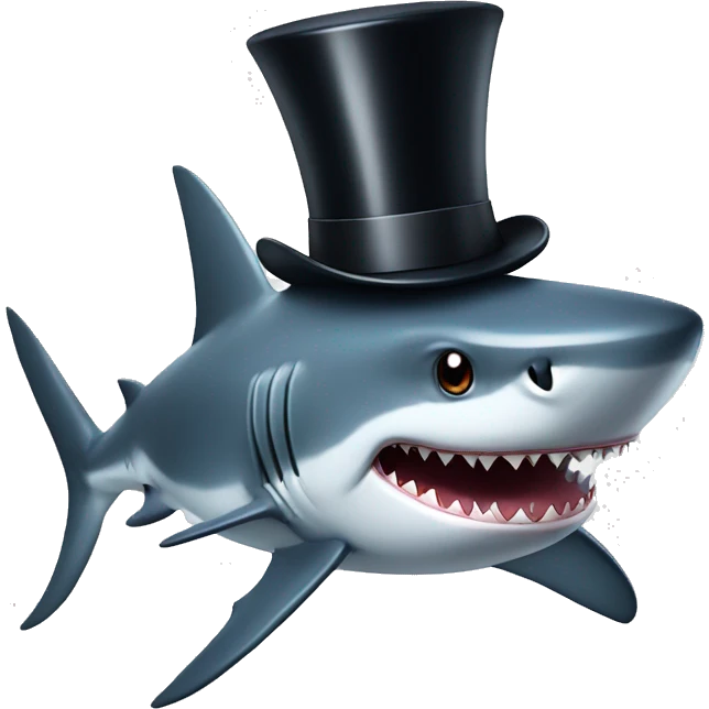Shark with a top hat emoji