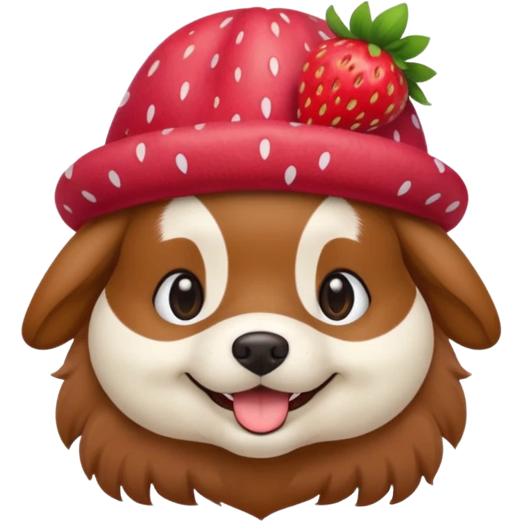 Dog with a strawberry hat emoji