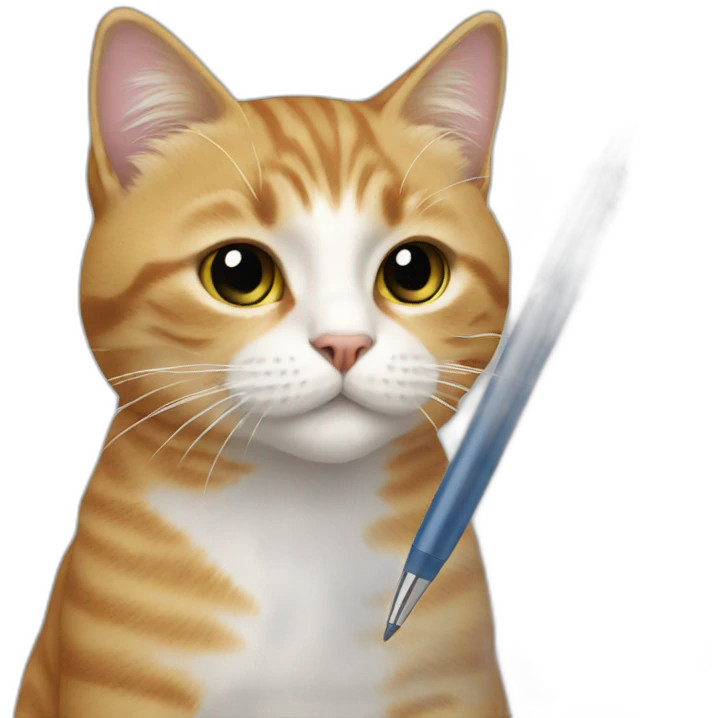 cat is using pen emoji