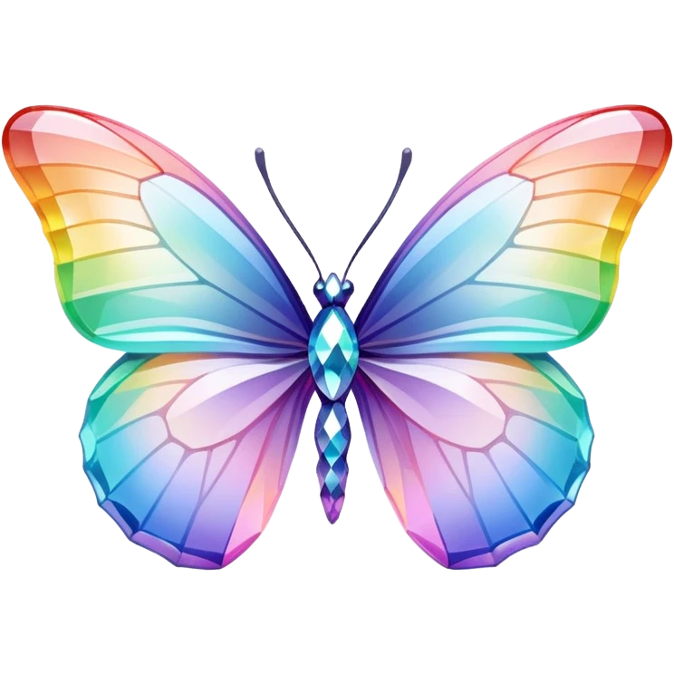 Sparkly Pastel rainbow-gradient iridescent crystal butterfly emoji