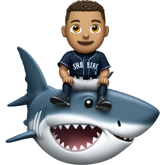 Aaron judge sitting on a shark emoji