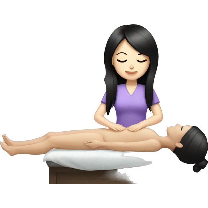 black hair pale skin getting a massage  emoji