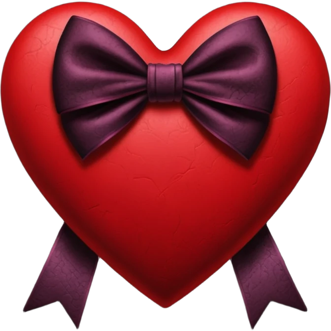 heart with a velvet bow, goth emoji