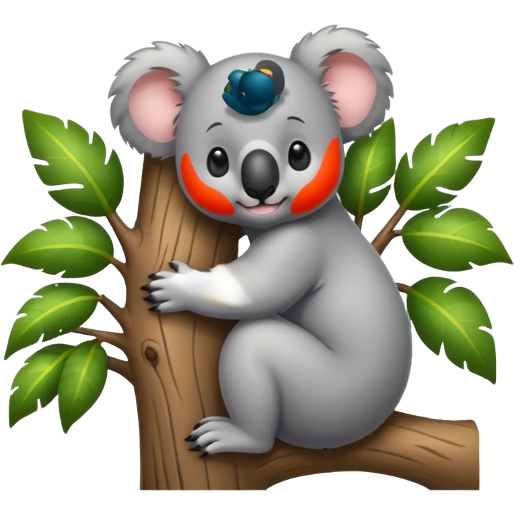 Koala and tree hugging each other emoji