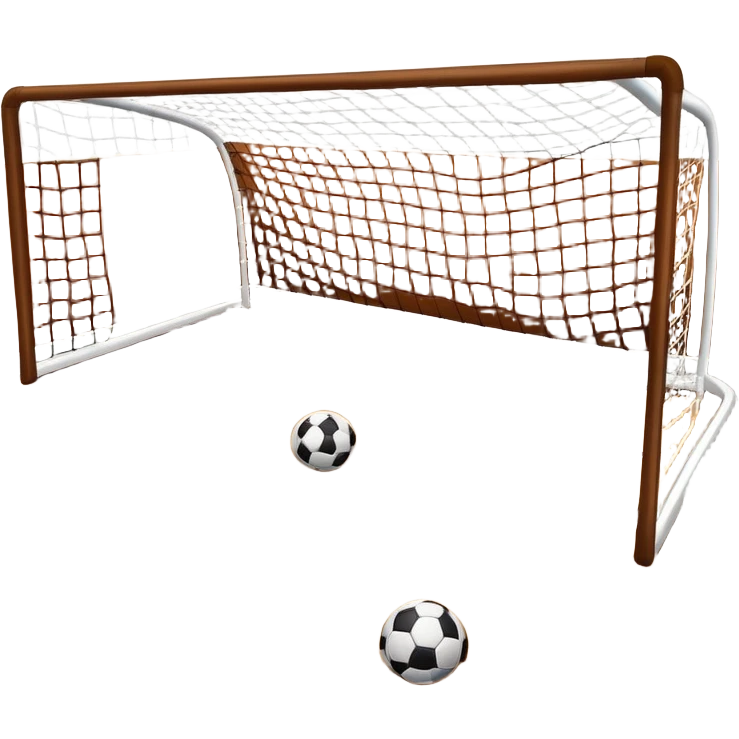 A close-up of footballs and a goal on a covered indoor futsal court with a wooden floor. The scene highlights the details of the balls and goalposts, with the smooth, polished court surface creating a clean and focused atmosphere for the game. emoji