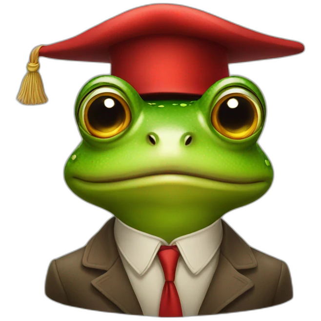Frog in a red hat smiles emoji