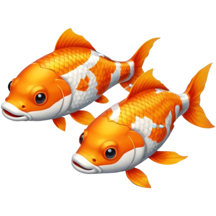 Two "koi" fishes male and female, wearing glasses. emoji