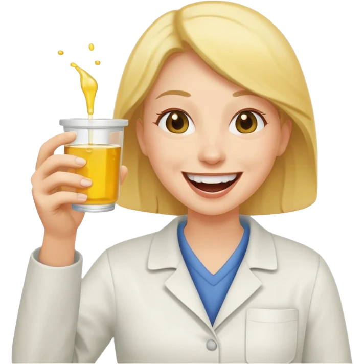 holding pee cup and laughing  emoji