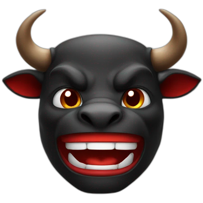 The black and red Minotaur smile  emoji