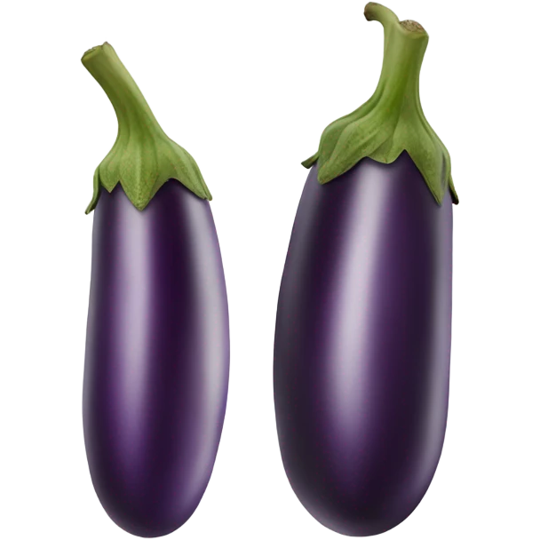 Two eggplants laying tip to tip emoji