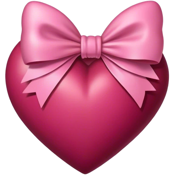 Burgundy heart with a pink bow in the middle emoji
