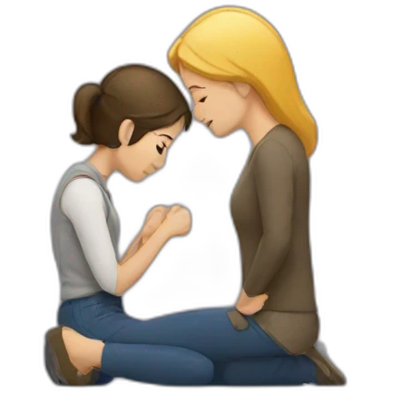 Man on knees facing woman emoji