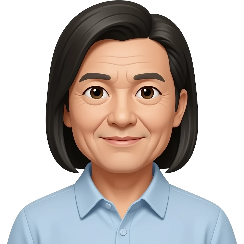 Asiatic with straight hair in 50's emoji