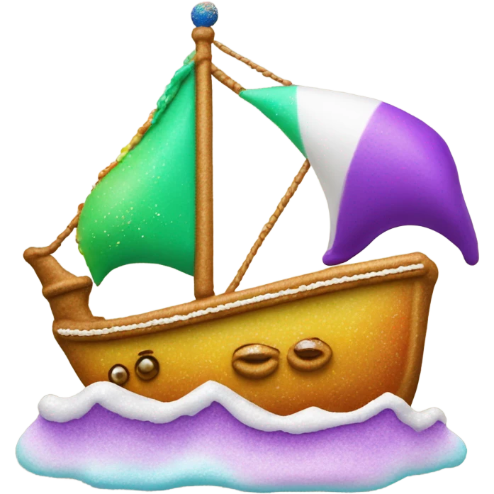 Ship and king cake emoji