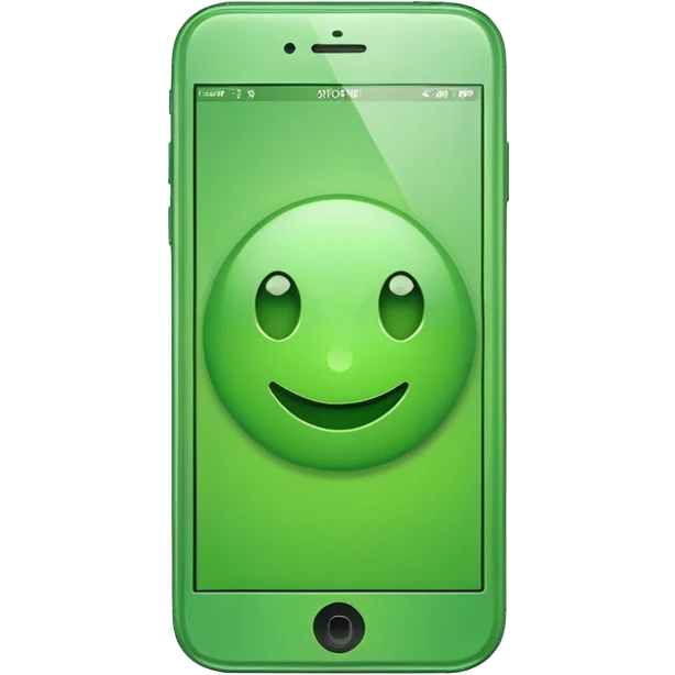 mobile phone emoji, modern smartphone, bright green emoji
