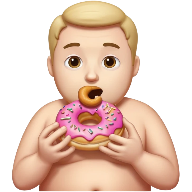  dude white eating donut belly big emoji