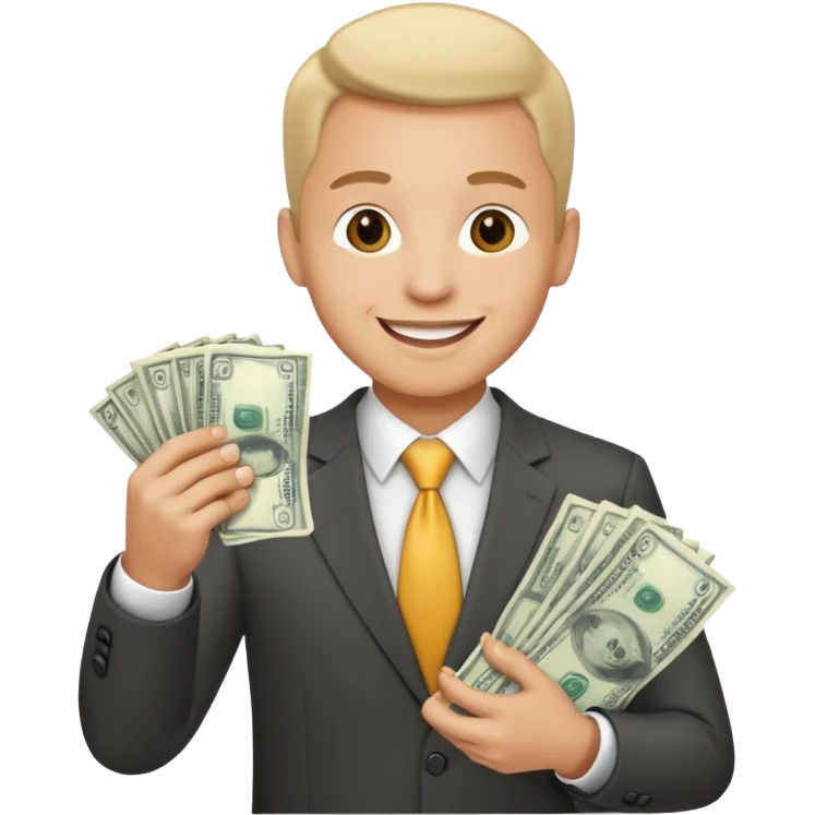 happy businessman with money emoji