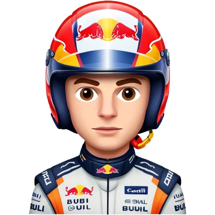 Max Verstappen with racing helmet and Red Bull colors, no text emoji