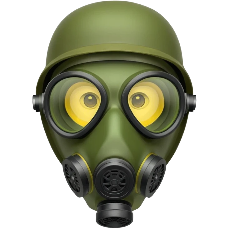 green gas mask, one filter emoji