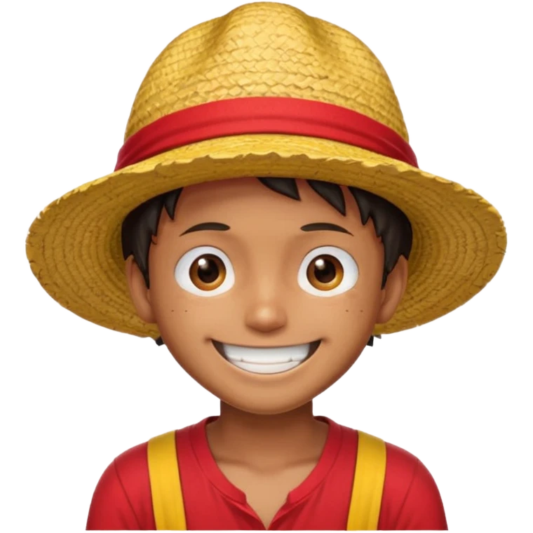 Luffy with a big smile and red shirt with yellow and red straw hat emoji
