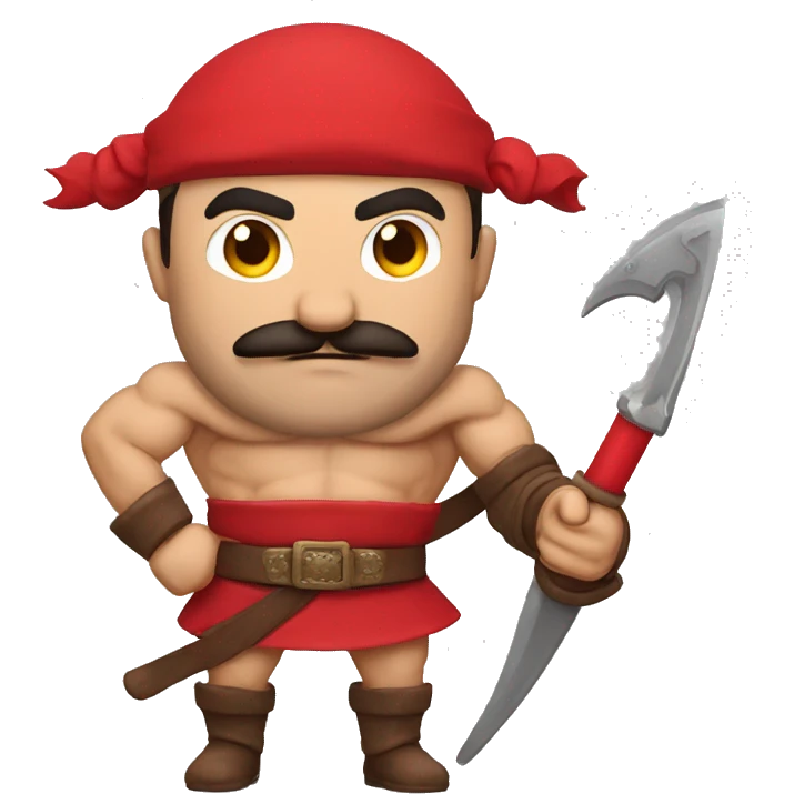 Turkish muscular man with scimitar mustache and red fez in muscular pose emoji