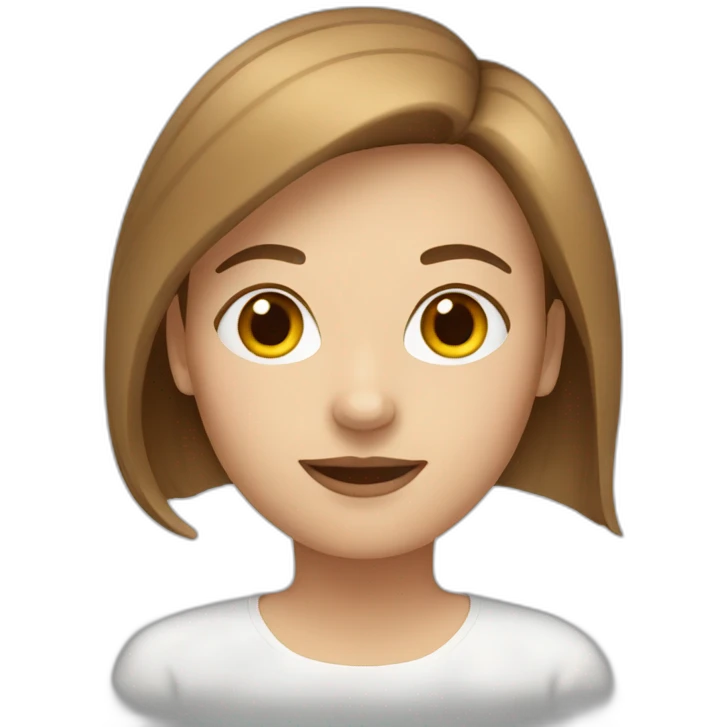 white woman with brown straight hair emoji