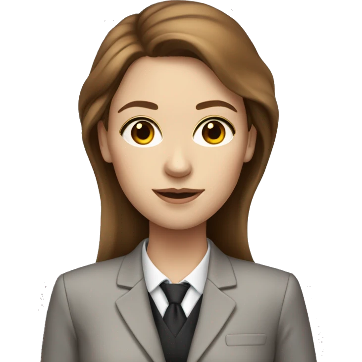 white skinned woman with brown hair in suit emoji