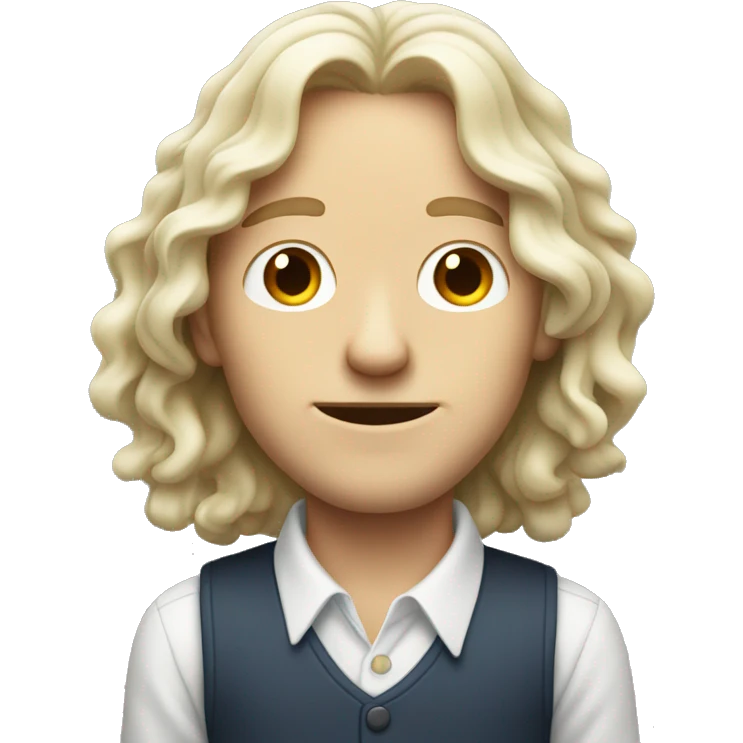 White guy with long wavy hair, sniffing sugar  emoji