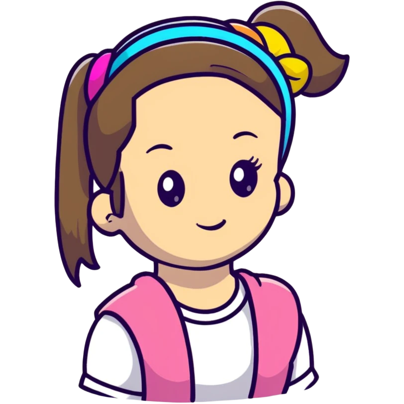 girl with ponytail and colorful headband emoji