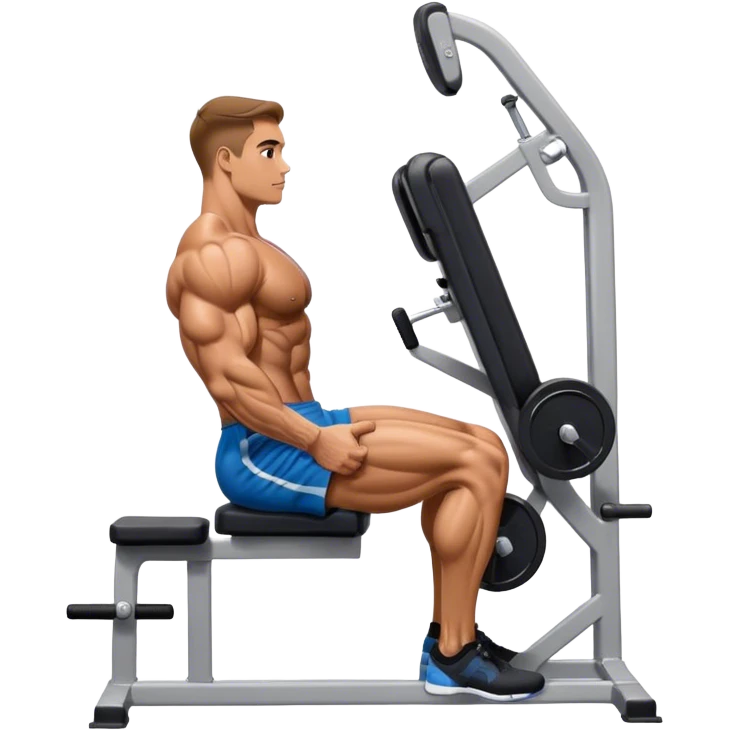 side-view bodybuilder seated weighted calf-raise machine lower leg exercise emoji