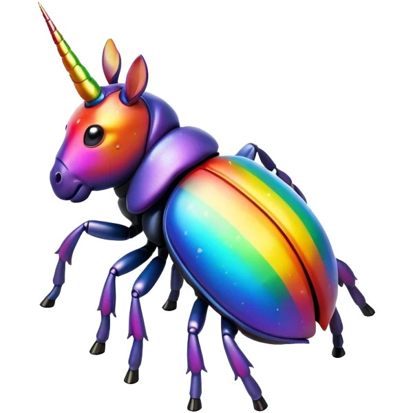 Unicorn beetle with rainbow emoji