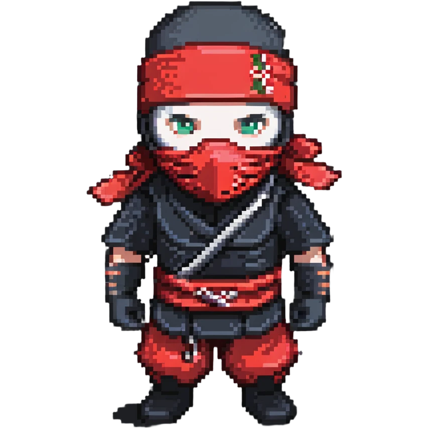 Masked ninja, red headband emoji