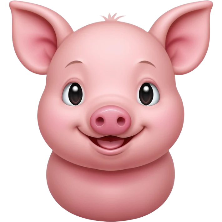 Smiling Piglet – standing with round cheeks and happy face emoji