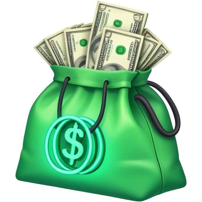 Neon lights with bag of cash emoji