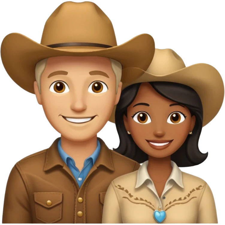 White cow boy and black lady emoji