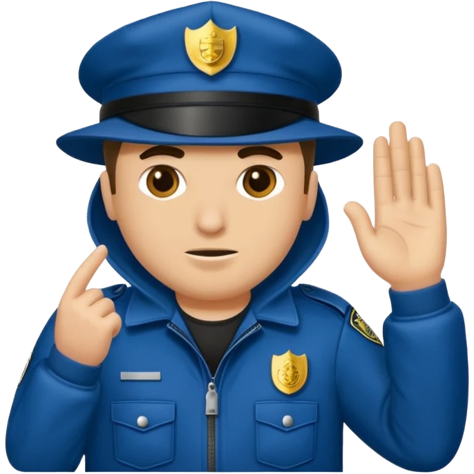 Peux tu me faire un policier gangster avec une cagoule qui fait des doigts d’honneur  emoji