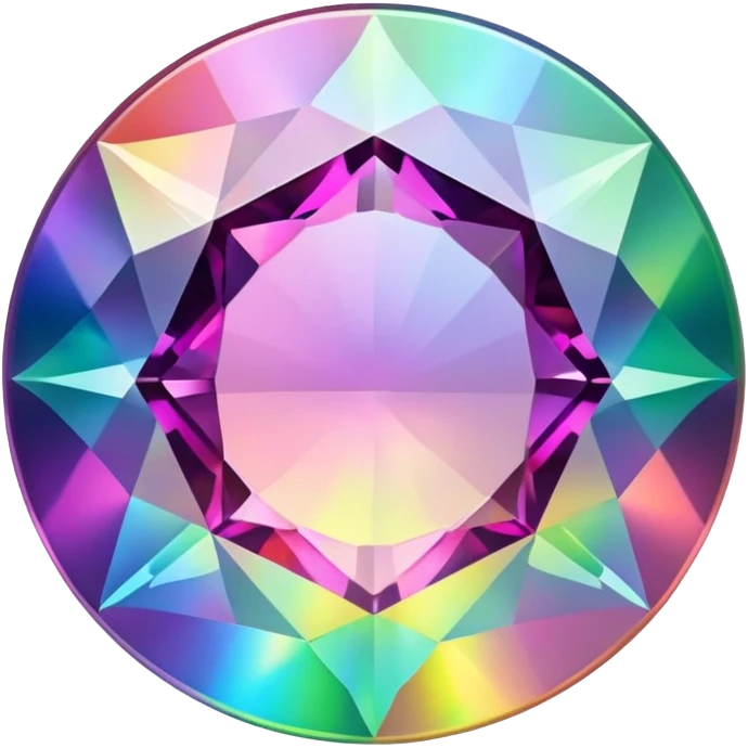 round mystic topaz holographic gem with rainbow colors emoji