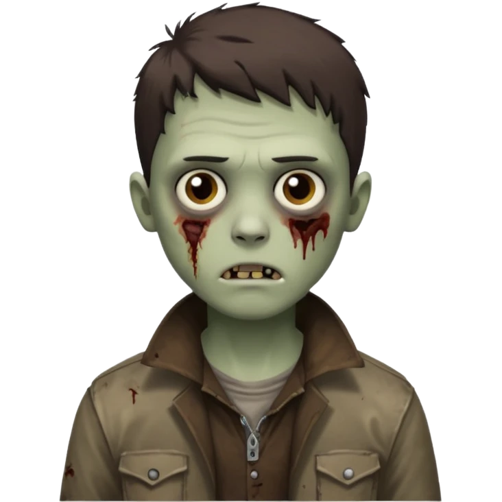 zombie white boy with dark brown edgar haircut and brown eyes emoji