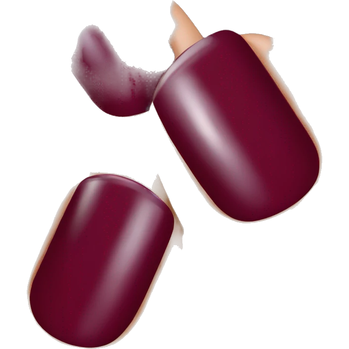 realistic hand paints nails in burgundy varnish emoji