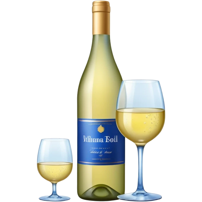 bottle of white wine with blue label emoji