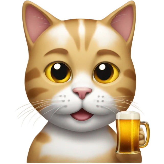 Cat holds a beer emoji
