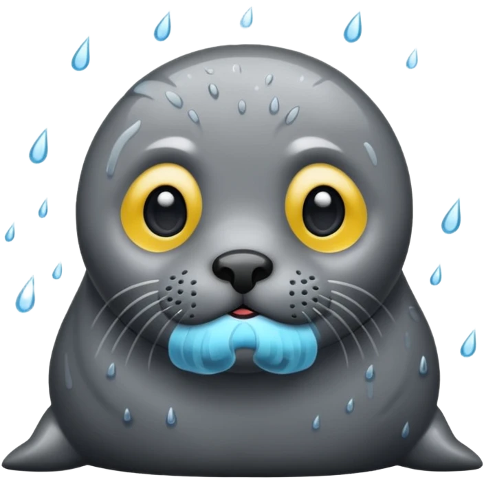Sad seal in the rain emoji
