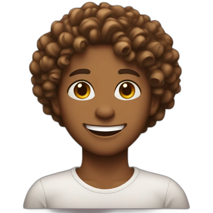brown skin with curly hair smile emoji