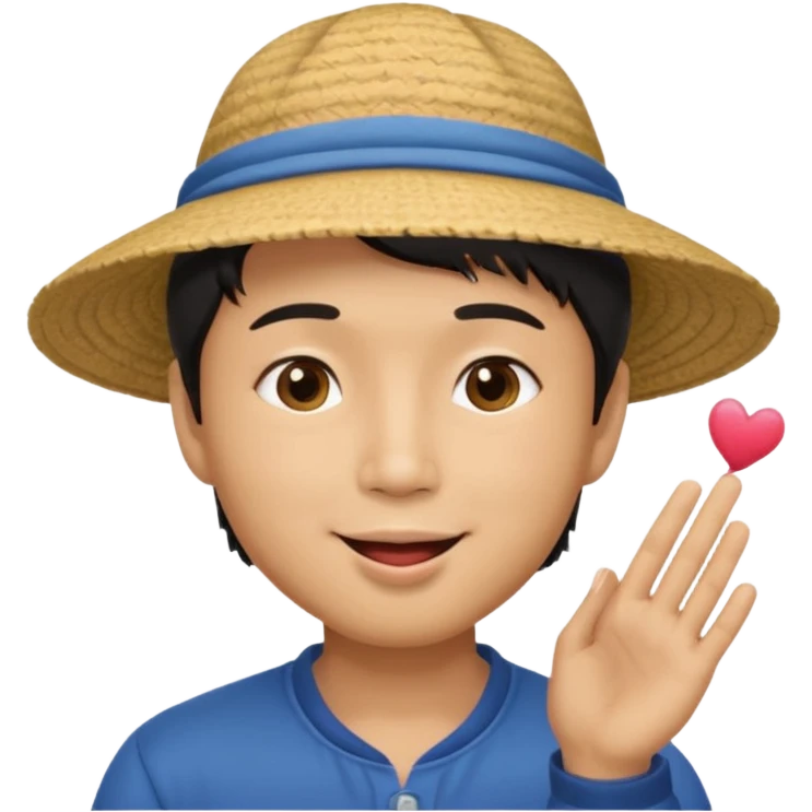 asian man in asian hat blowing a kiss emoji