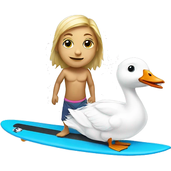 white geese on a  surfer board emoji