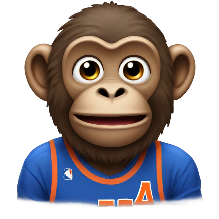 Monkey wearing a knicks jersey emoji