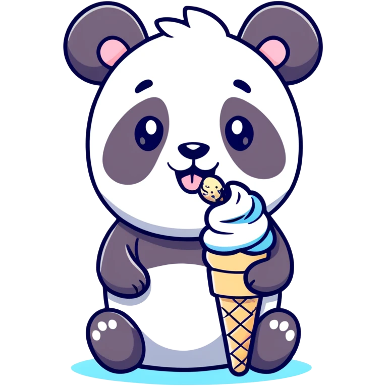 Panda eating ice cream emoji