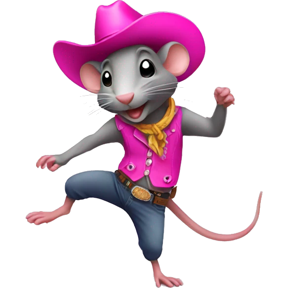 Rat dancing with pink cowboy hat  emoji