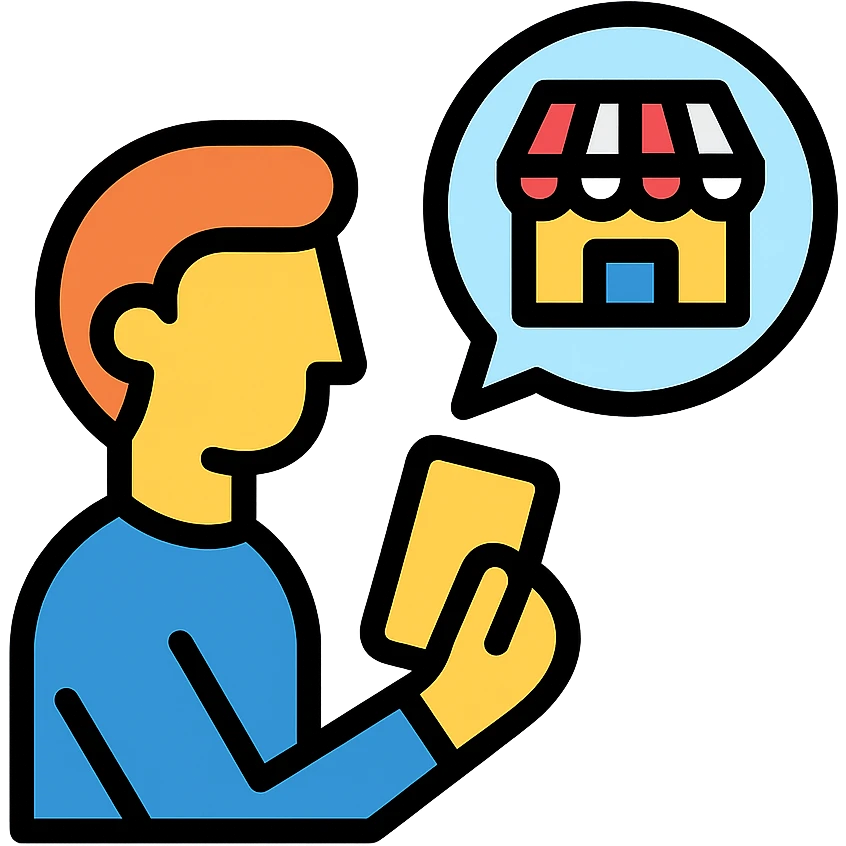 modern icon of a person using a phone to contact a store emoji